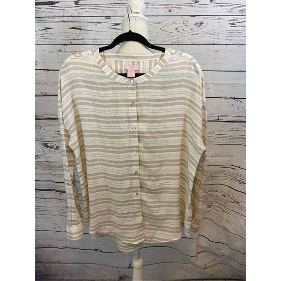 St. Tropez Linen Blouse Size Large - Picture 1 of 8